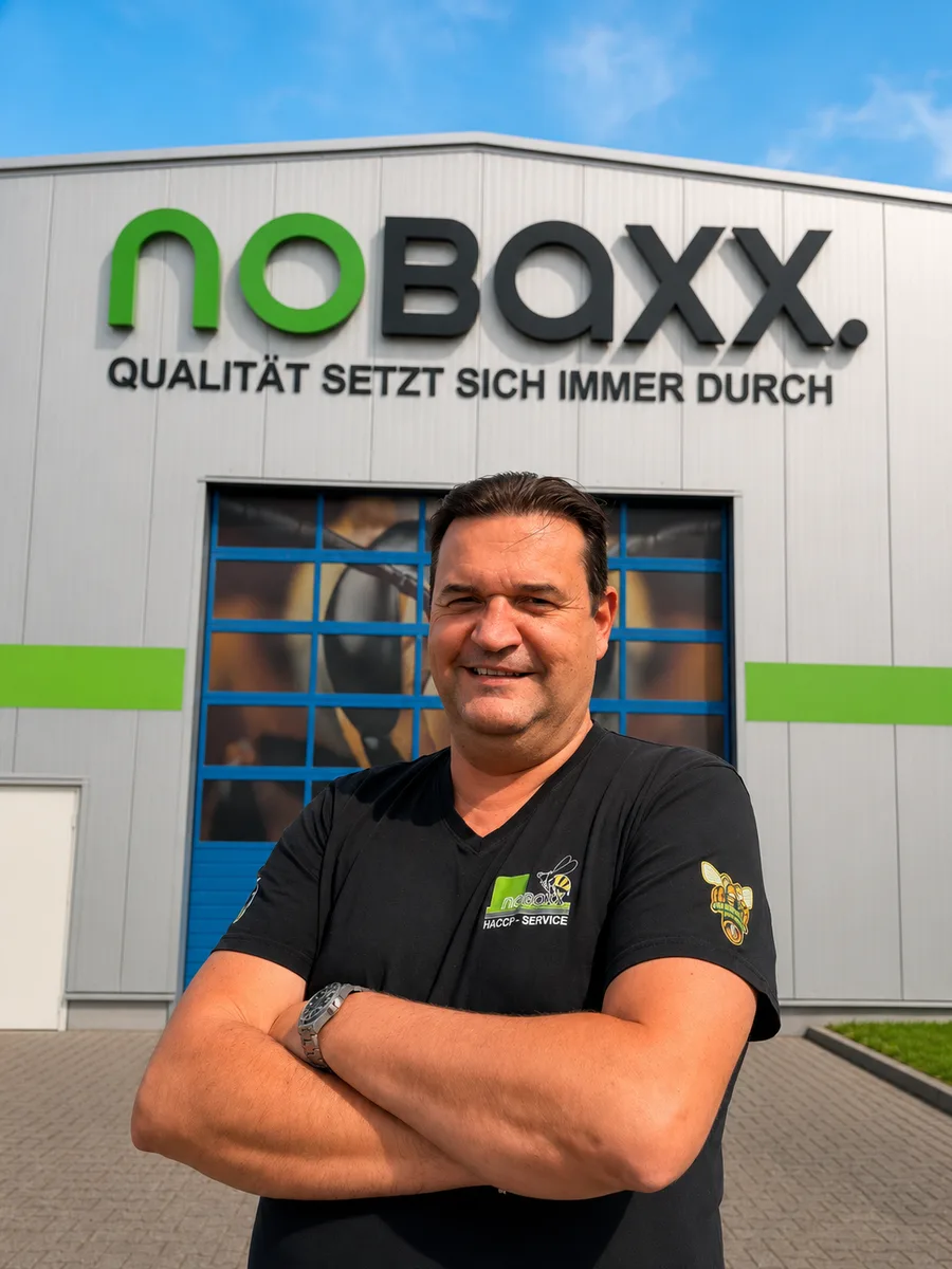Roman Förster, Geschäftsführer der noBaxx GmbH, vor dem Firmensitz in Sinzig